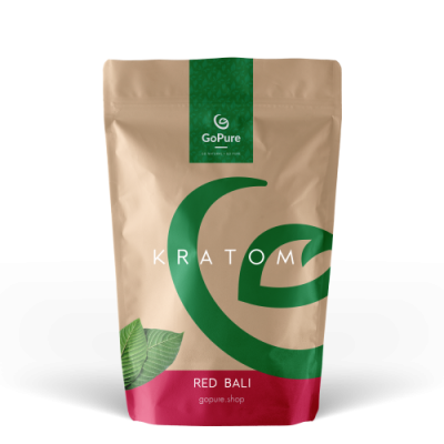 Sachet de 50 g de kratom de Bali rouge de haute qualité GoPure de GoPure.shop au Royaume-Uni et en Europe