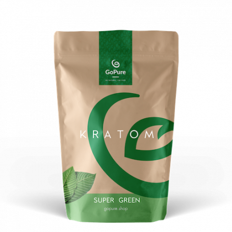 Super Green Kratom from GoPure. Optimal green vein qualities. 50g Stand-up pouch
