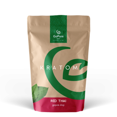 Buy quality Red Thai Kratom online. GoPure Kratom 50g stand-up pouch