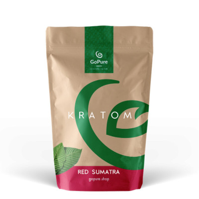 GoPure Red Sumatra Kratom powder bag — kraft standup pouch with red label