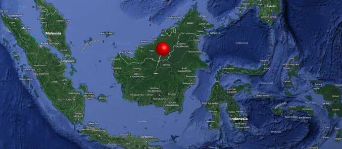 Map showing the location of Borneo