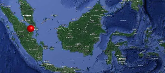 Map showing the location of Sumatra, Indonesia